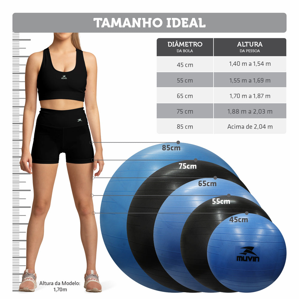 Kit Bolas de Pilates - 45cm + 65cm + 85cm - Muvin - KIT-002300