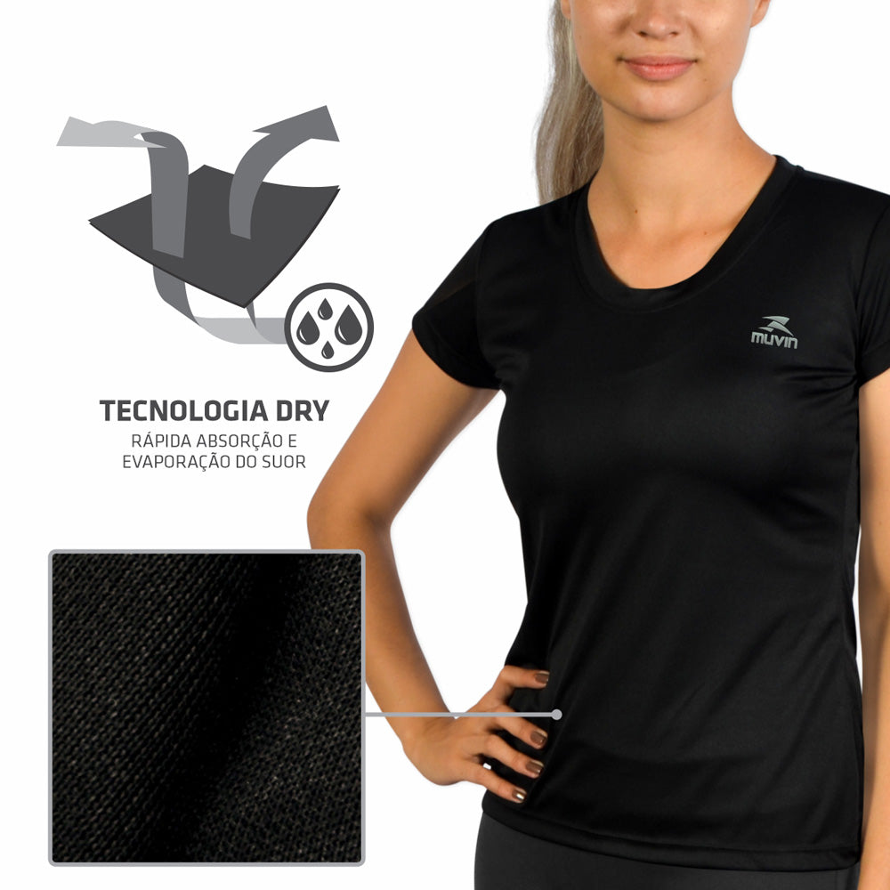 Kit 3 Camisetas Femininas Color Dry Workout SS Muvin - Muvin - CST-004200