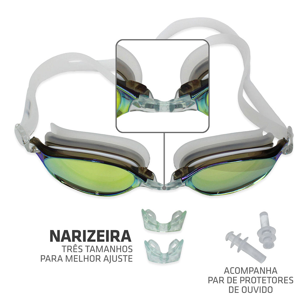 Kit Óculos de Natação Whale LZ + Touca de Natação em Silicone Standard - Muvin - KIT-003900